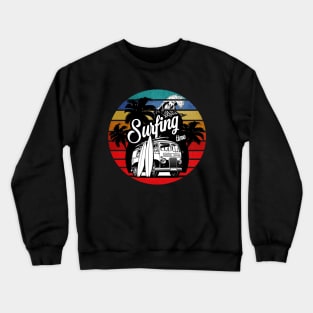 Surfing Time Vibes Retro Crewneck Sweatshirt